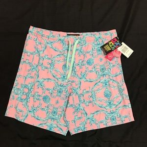 New Men SURF SOCIETY Lined MESH PINK BLUE DRAWSTRING SWIM BOARD Shorts SIZE L
